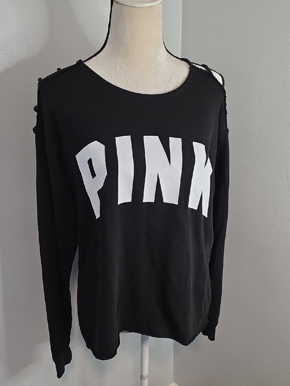 VS PINK Black Logo Pullover Sweatshirt / Small